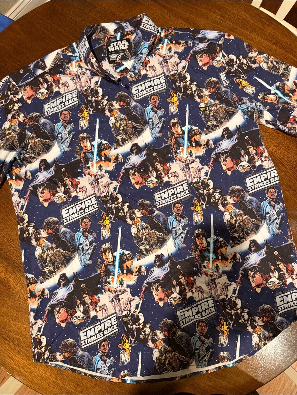 RSVLTS Navy Blue Star Wars Empire Strikes Back Graphic Button-Down Shirt